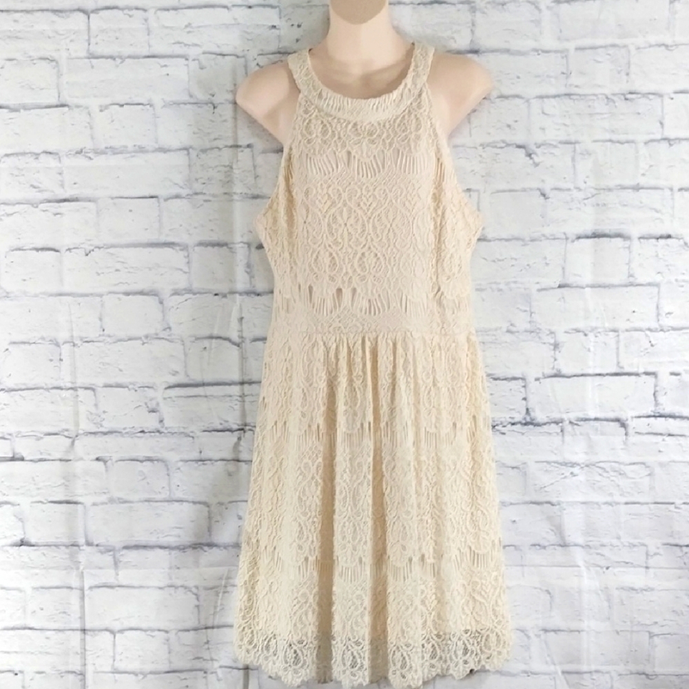 🔵BOGO FREE🔵 Pinky Lace Dress Creme Color Sleeveless Juniors Sz XL